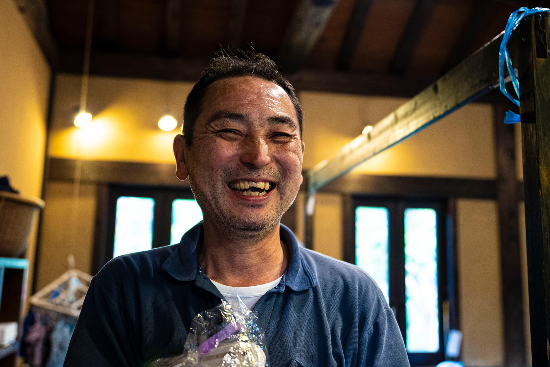 藍染への想いを笑顔で語ってくださった工房長の村田徳行さん